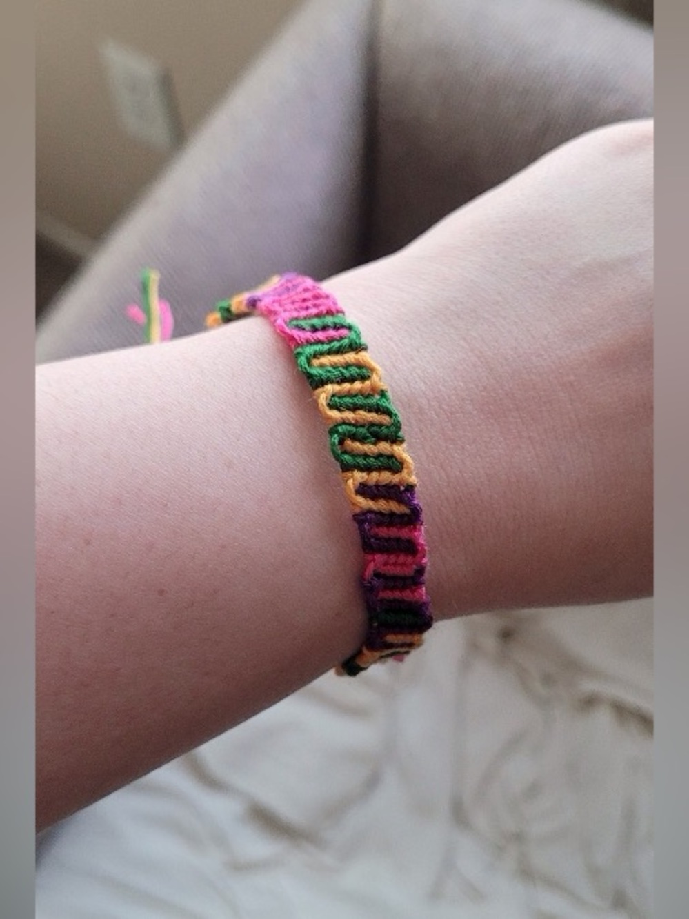 Handwoven Multicolor Friendship Bracelet - Pink, Green, Yellow, Purple unisex